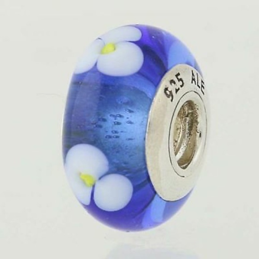 PANDORA Blue Flowers Murano Charm